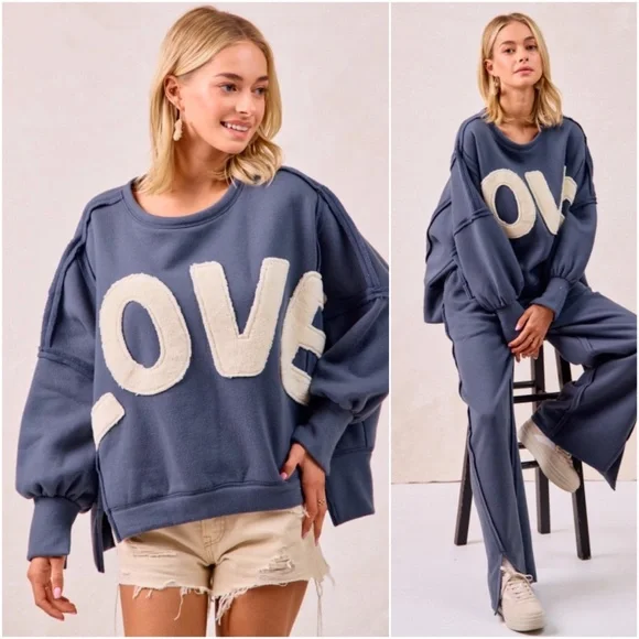 BiBi Blue LOVE Sweatshirt - Picture 4 of 7